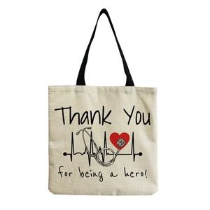 Nurse Nursing Pride Linen Tote Bag Thank You For Being A Hero
